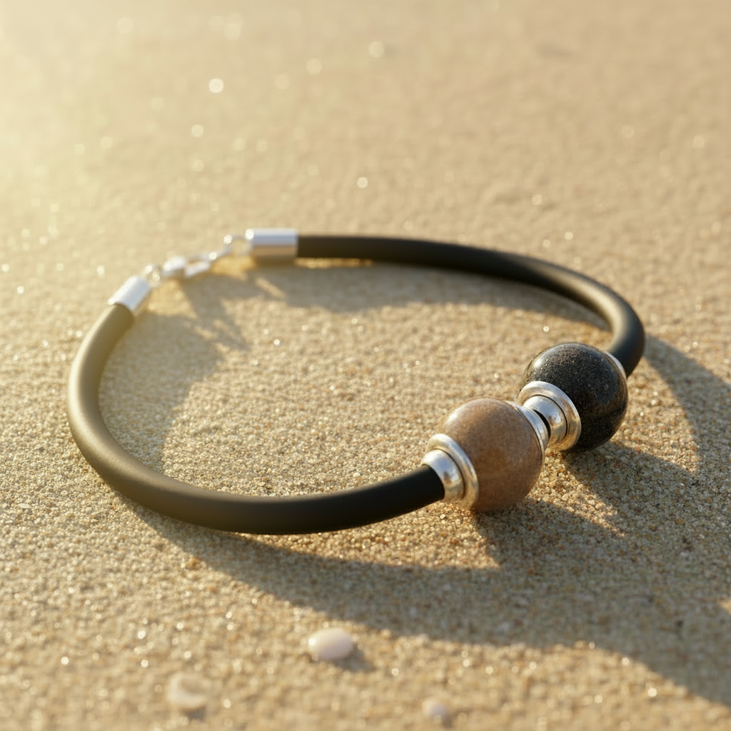 Pulsera de Caucho con Charms de Arena de Playa