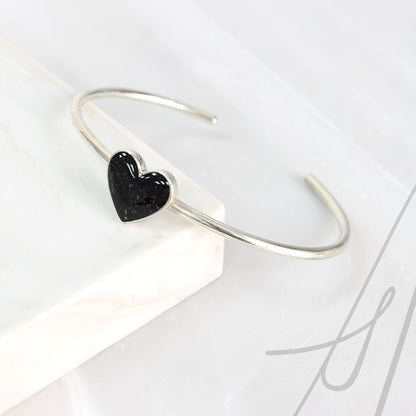 Pulsera con Cenizas en Corazón de Plata con Aro Macizo