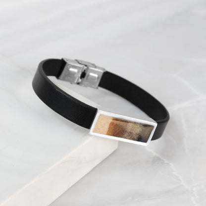 Pulsera con Pelo de Mascota en Deslizador Rectangular de Plata de Ley