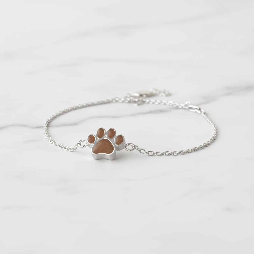 Pulsera con Pelo de Mascota en Huella de Plata
