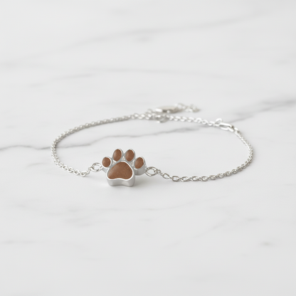 Pulsera con Pelo de Mascota en Huella de Plata